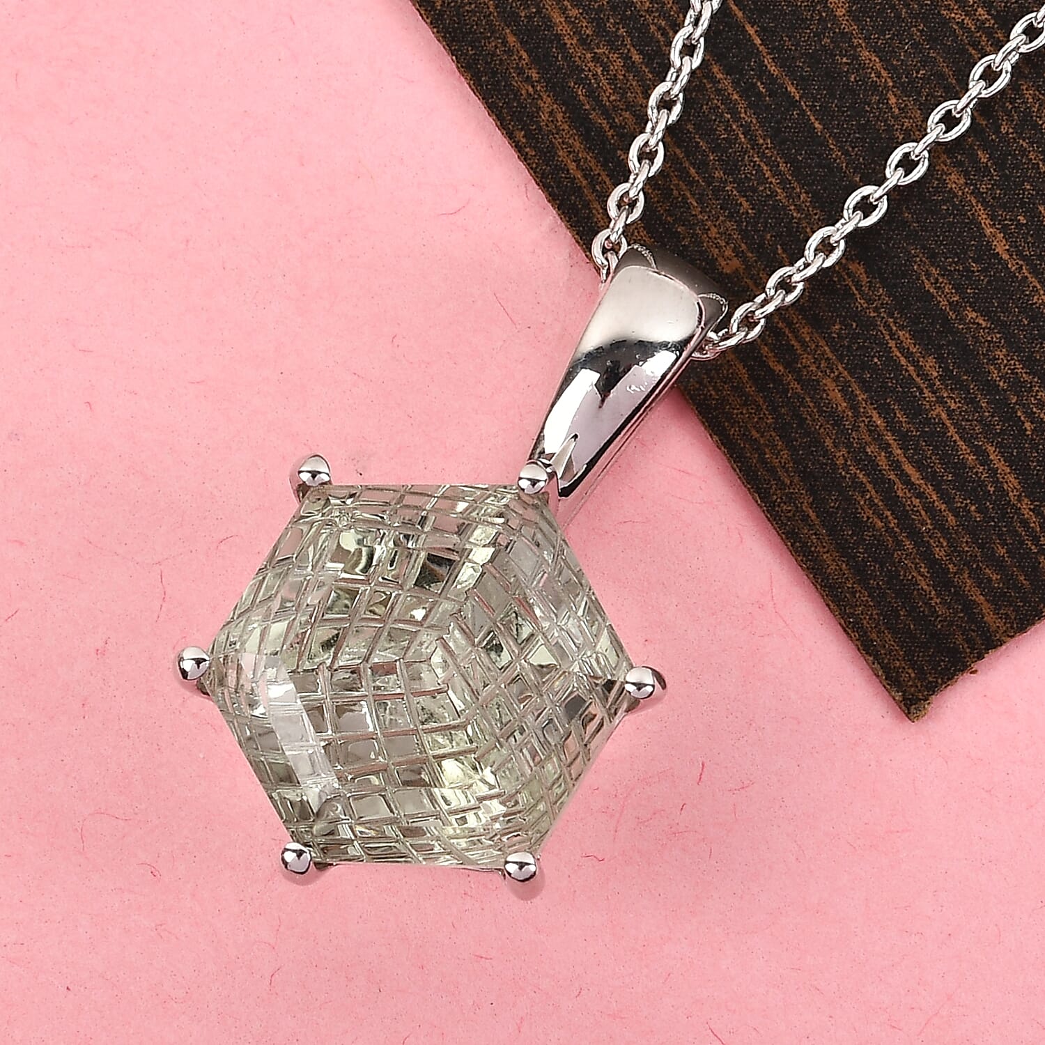 Montezuma Prasiolite Solitaire Pendant Necklace 20 Inches in Platinum Over Sterling Silver 11.60 ctw