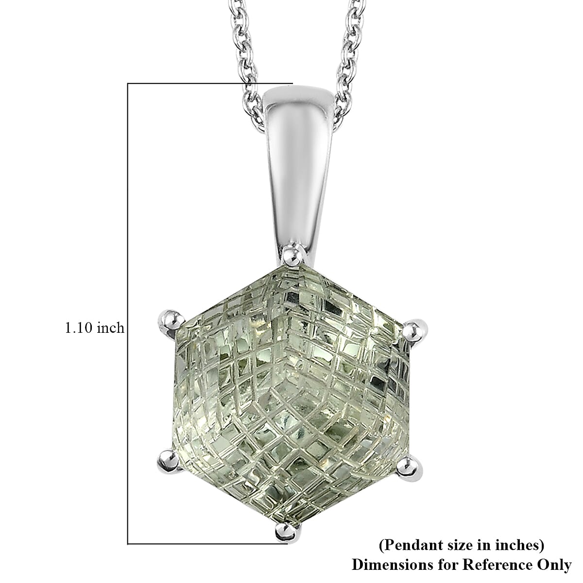 Montezuma Prasiolite Solitaire Pendant Necklace 20 Inches in Platinum Over Sterling Silver 11.60 ctw image number 5