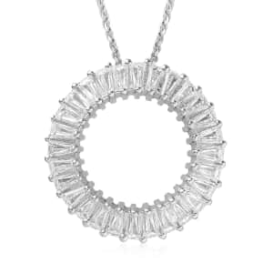 Lustro Stella Made with Finest CZ Pendant Necklace 20 Inches in Platinum Over Sterling Silver 3.00 ctw