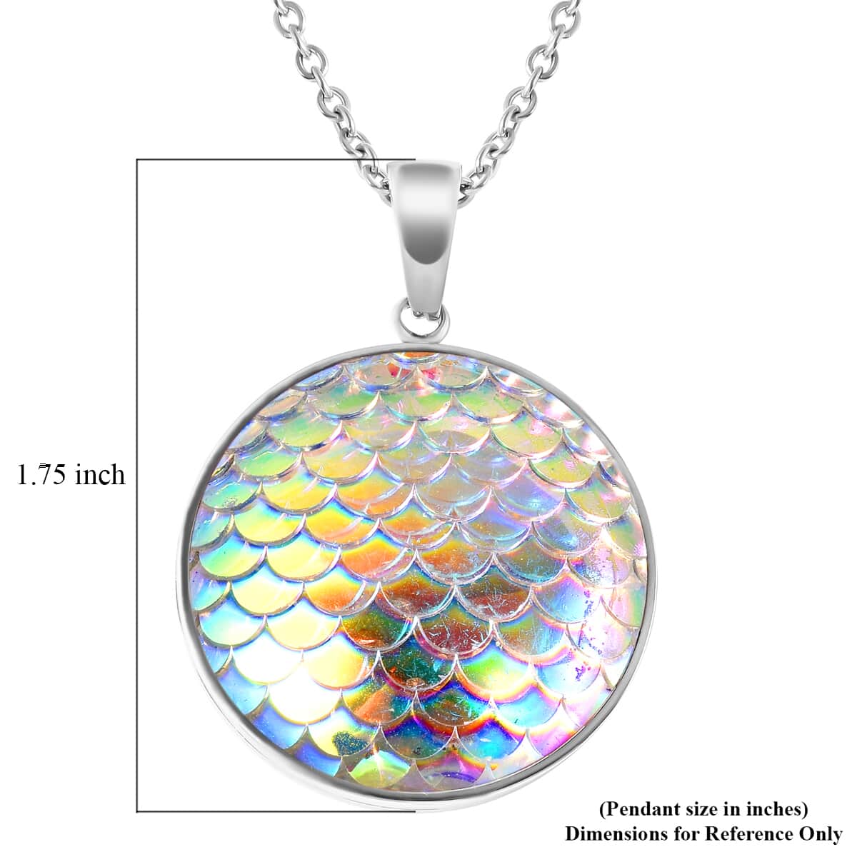 Magic Color White Resin Disco Ball Pendant Necklace (20 Inches) in Stainless Steel image number 4