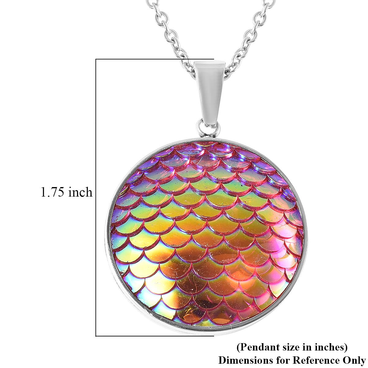 Magic Color Pink Resin Disco Ball Pendant Necklace 20 Inches in Stainless Steel image number 4