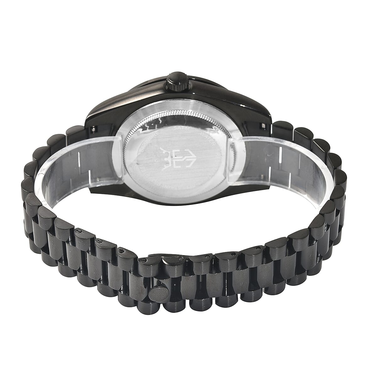 EON 1962 Swiss Movement Made with Finest CZ Watch in ION Plated Black Stainless Steel, Ear Fork and Screwdriver (41 mm) image number 4