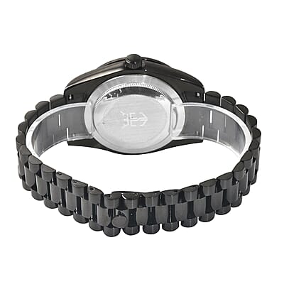 Eon 1962 Swiss Movement Made with Finest CZ Watch in ION Plated Black Stainless Steel, Ear Fork and Screwdriver (41 mm)