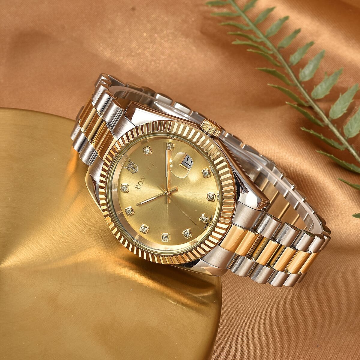 CHUCK CLEMENCY COLLECTION Eon 1962 Swiss Movement Made with Finest CZ Watch in ION Plated YG & Stainless Steel, Ear Fork and Screwdriver (31 mm) image number 1