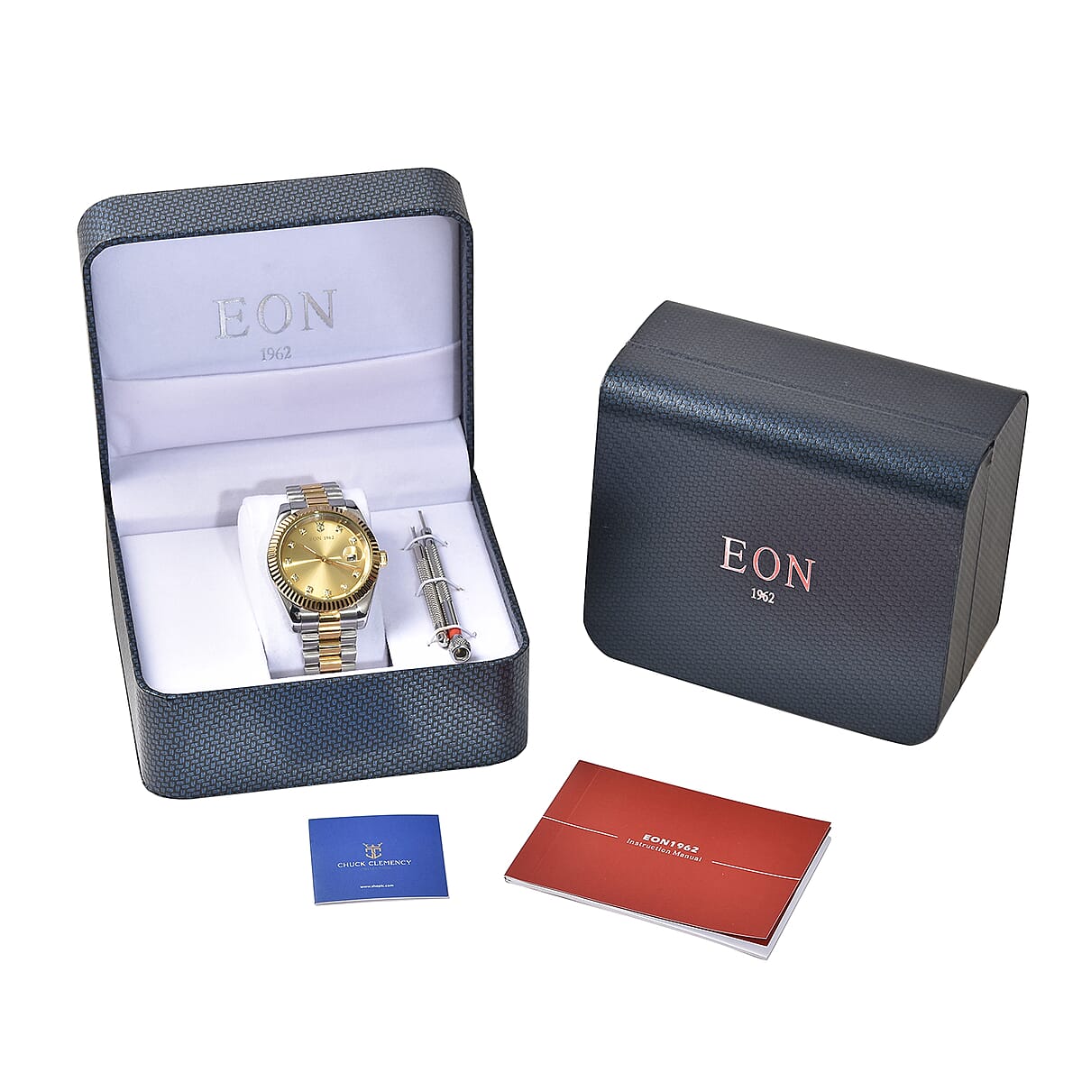 CHUCK CLEMENCY COLLECTION Eon 1962 Swiss Movement Made with Finest CZ Watch in ION Plated YG & Stainless Steel, Ear Fork and Screwdriver (31 mm) image number 6