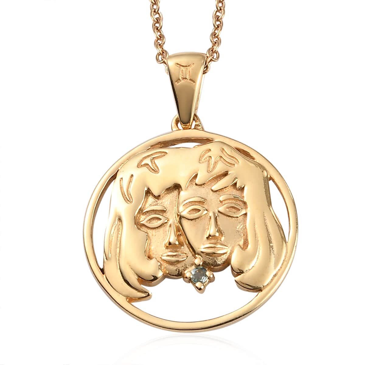 KARIS Narsipatnam Alexandrite Gemini Zodiac Pendant Necklace 20 Inches in 18K YG Plated and ION Plated Yellow Gold Stainless Steel image number 0
