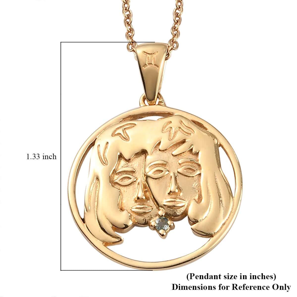 KARIS Narsipatnam Alexandrite Gemini Zodiac Pendant Necklace 20 Inches in 18K YG Plated and ION Plated Yellow Gold Stainless Steel image number 5