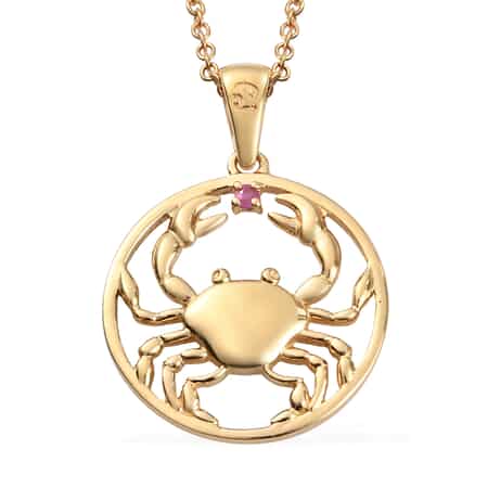 KARIS Niassa Ruby Cancer Zodiac Pendant Necklace 20 Inches in 18K YG Plated and ION Plated Yellow Gold Stainless Steel 0.05 ctw image number 0