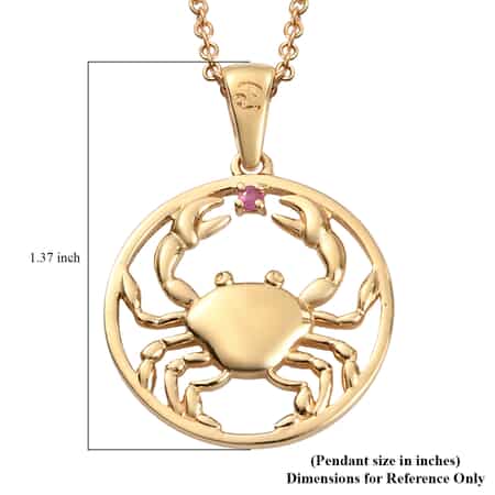 KARIS Niassa Ruby Cancer Zodiac Pendant Necklace 20 Inches in 18K YG Plated and ION Plated Yellow Gold Stainless Steel 0.05 ctw image number 5