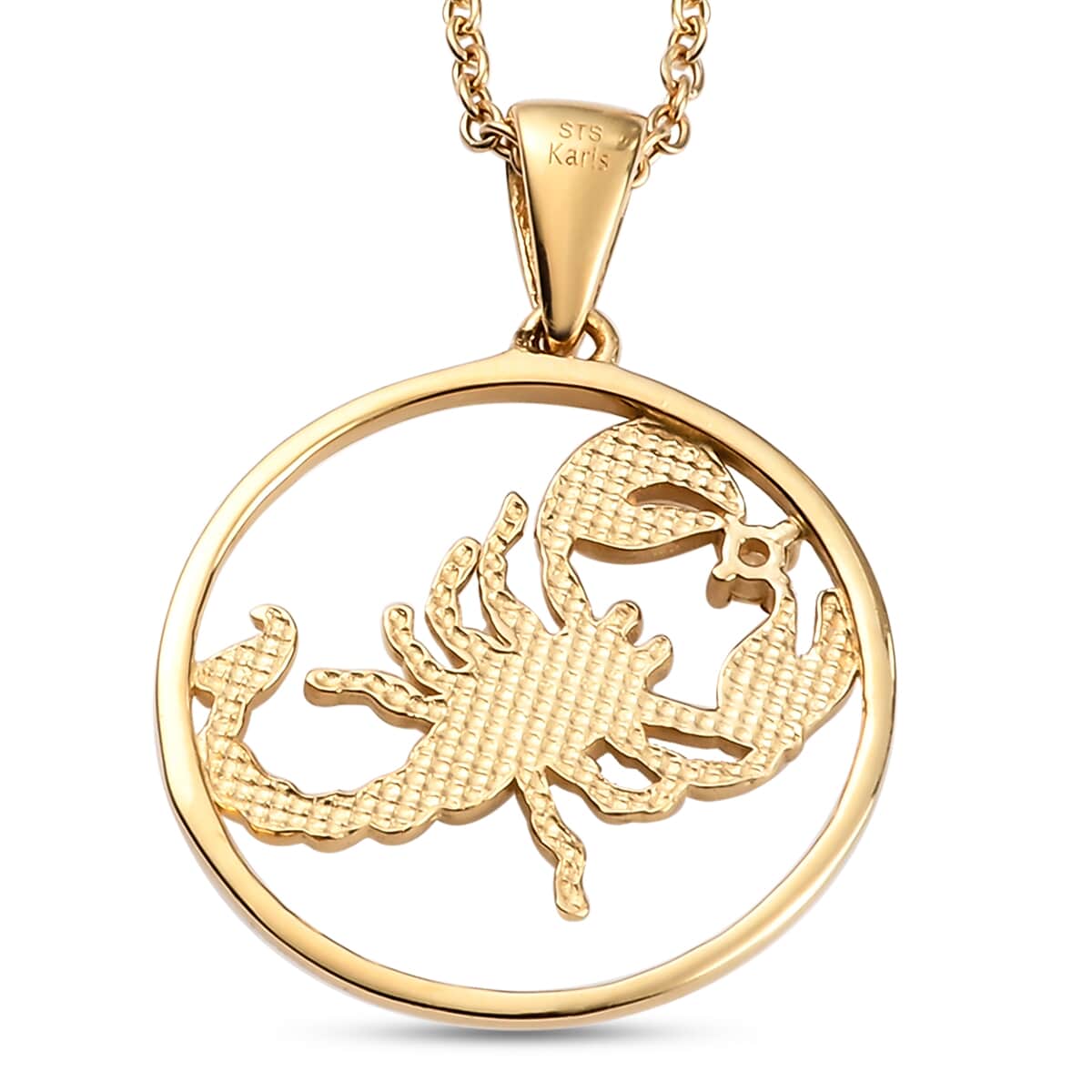 KARIS Brazilian Citrine Scorpio Zodiac Pendant Necklace 20 Inches in 18K YG Plated and ION Plated Yellow Gold Stainless Steel image number 4