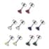 Set of 5 Simulated Multi Color Diamond Solitaire Stud Earrings in Stainless Steel 5.00 ctw image number 2