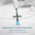Coral Cross Pendant Necklace 20 Inches in Stainless Steel 7.10 ctw image number 3