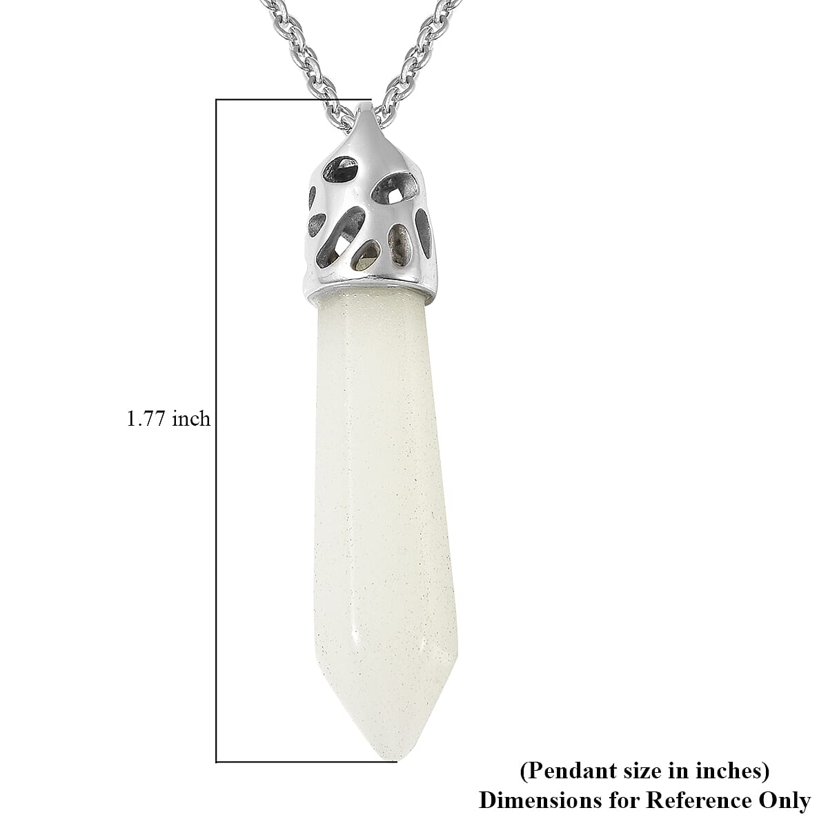 Blue Night Glow Resin Pendant Necklace (20 Inches) in Stainless Steel image number 4