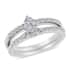 Set of 2 Moissanite Heart and Oval Rings in Platinum Over Sterling Silver (Size 9.0) 0.75 ctw image number 3