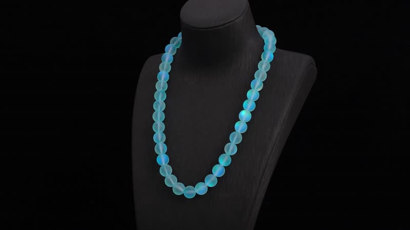 DOORBUSTER Simulated Aqua Blue Color Mystic Topaz Beaded Stretch Bracelet and Necklace (20 Inches) in Silvertone