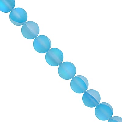 Simulated Aqua Blue Color Mystic Topaz Beaded Stretch Bracelet and Necklace 20 Inches in Silvertone
