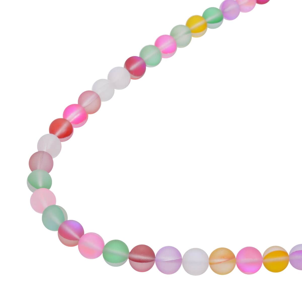 Simulated Multi Color Glass Beaded Stretch Bracelet and Necklace (20 Inches) in Silvertone image number 3