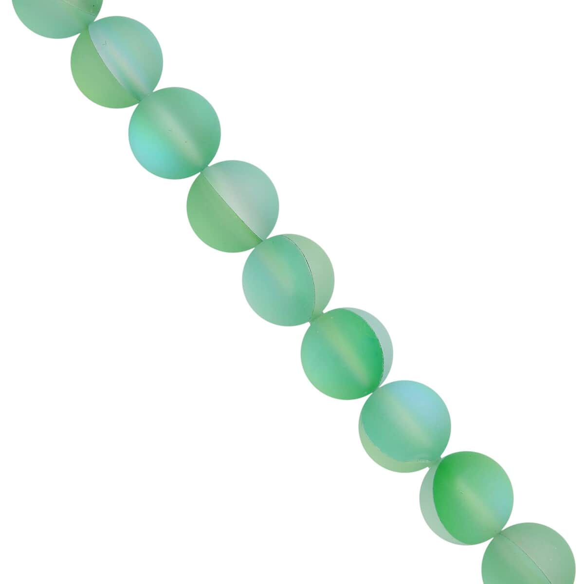 Green Magic Color Glass Beaded Stretch Bracelet and Necklace 20 Inches in Silvertone image number 4