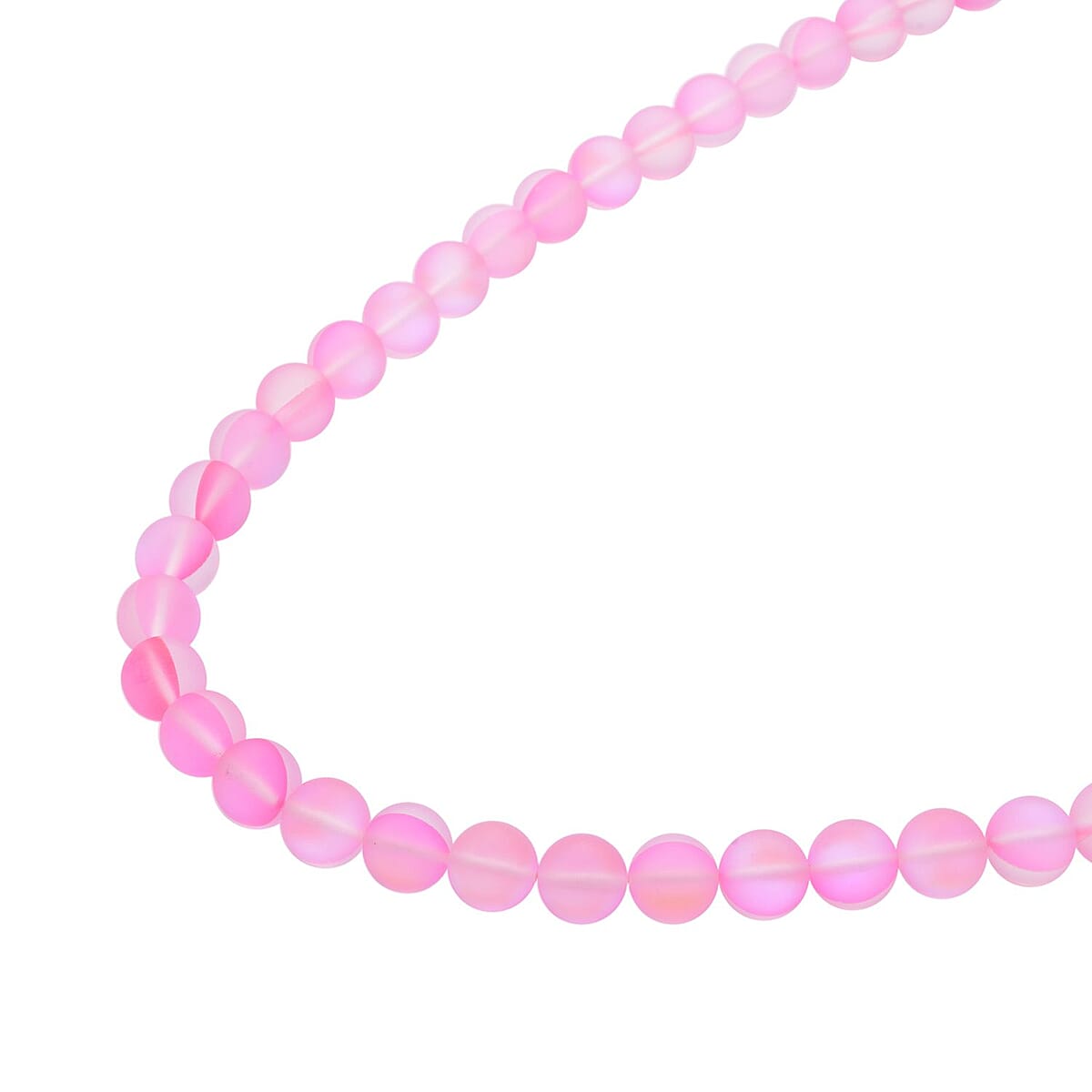 Fuchsia Magic Color Glass Beaded Stretch Bracelet and Necklace 20 Inches in Silvertone image number 3