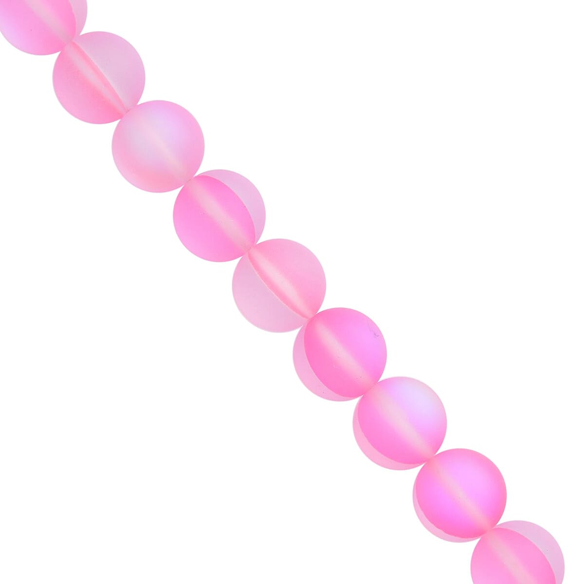 Fuchsia Magic Color Glass Beaded Stretch Bracelet and Necklace 20 Inches in Silvertone image number 4