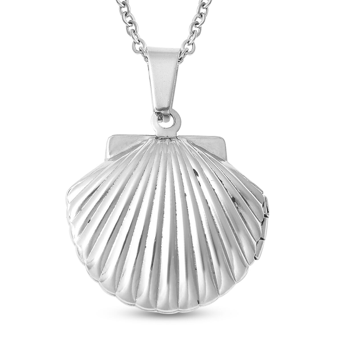 Openable Sea Shell Pendant Necklace (20 Inches) in Stainless Steel image number 0