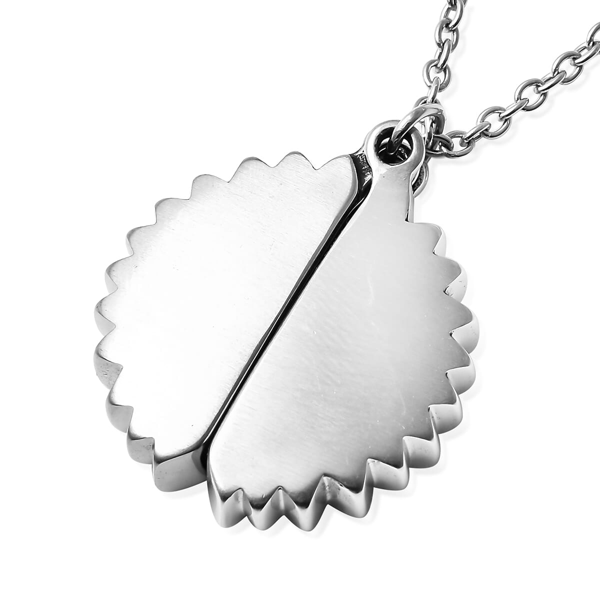 Openable Sunflower Pendant Necklace 20 Inches in Stainless Steel image number 4