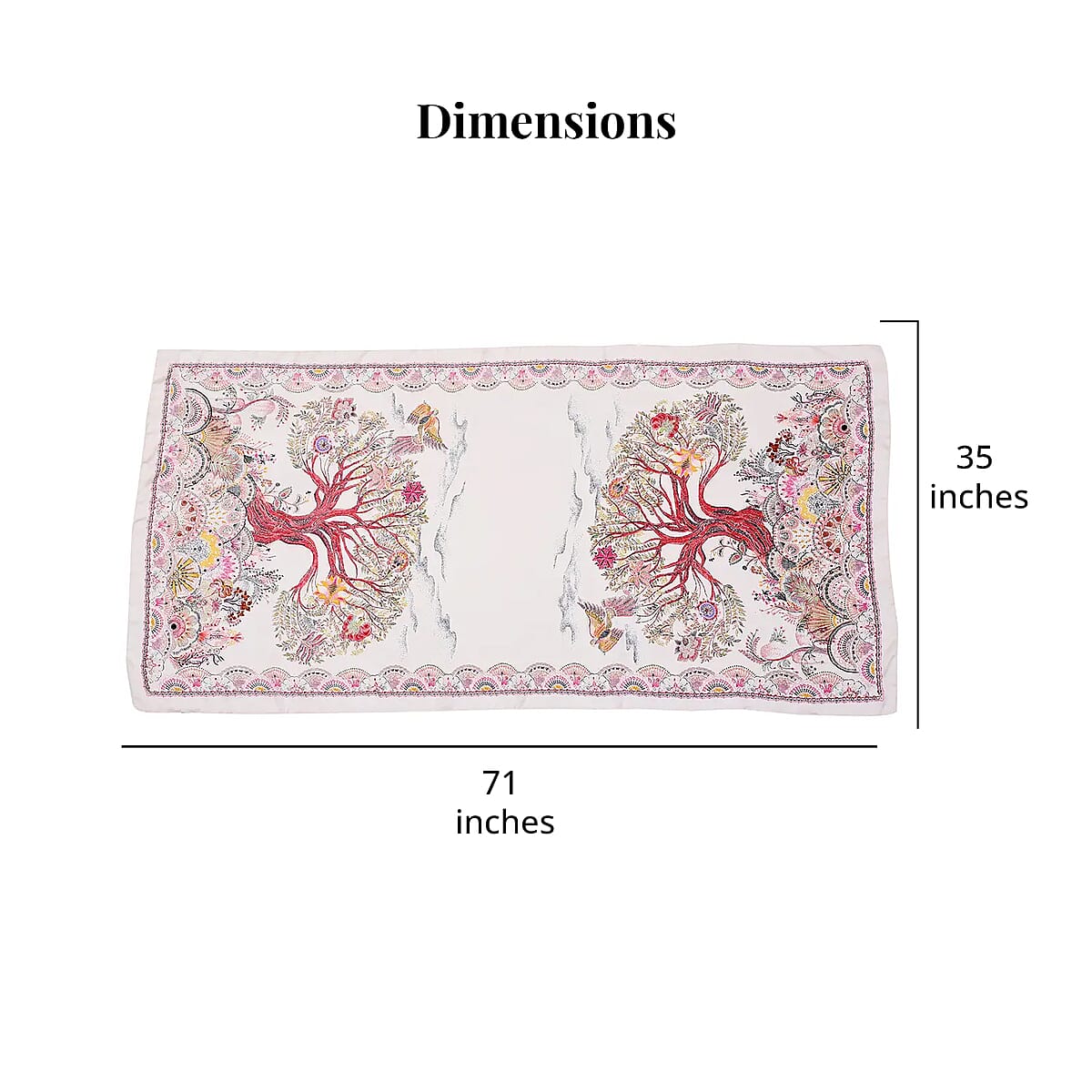 Set of 2 Strada White Crystal Japanese Movement Watch with Rose Vegan Leather Strap and Pink Print Polyester Scarf image number 5