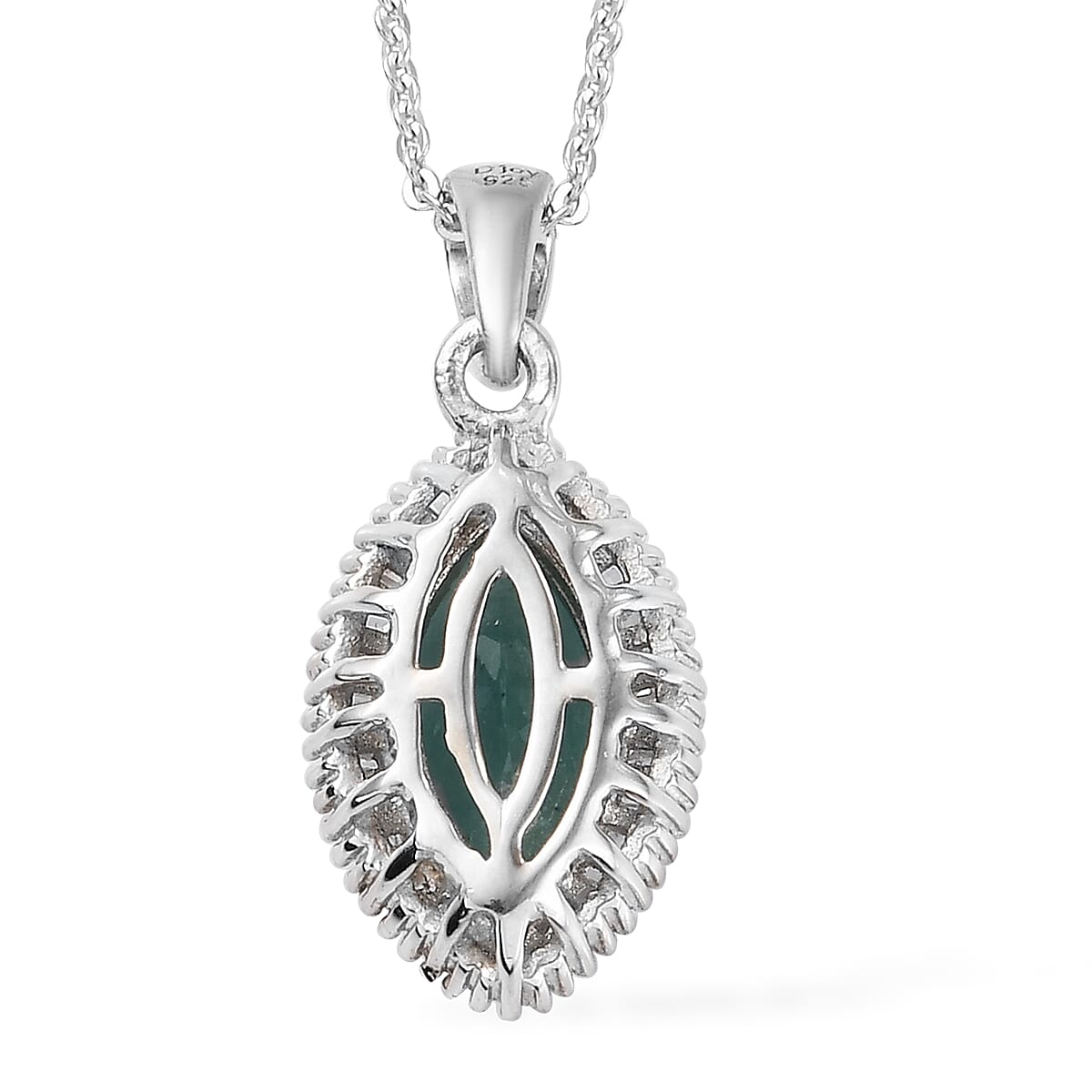 Grandidierite and Diamond Halo Pendant Necklace 20 Inches in Platinum Over Sterling Silver 2.00 ctw image number 4