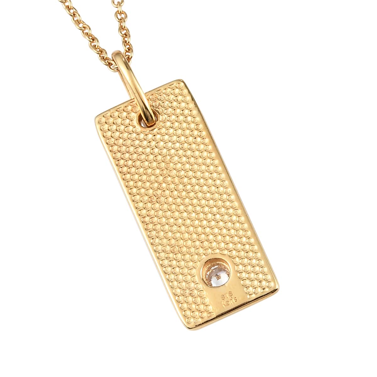 Lolos Exclusive Pick's KARIS Simulated Diamond Initial B Pendant Necklace 20 Inches in 18K YG Plated and ION Plated Yellow Gold Stainless Steel image number 4