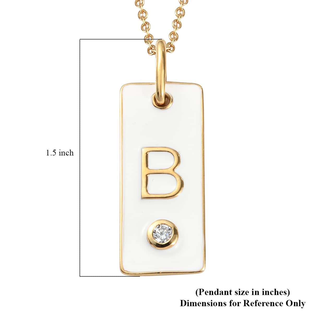 Lolos Exclusive Pick's KARIS Simulated Diamond Initial B Pendant Necklace 20 Inches in 18K YG Plated and ION Plated Yellow Gold Stainless Steel image number 5