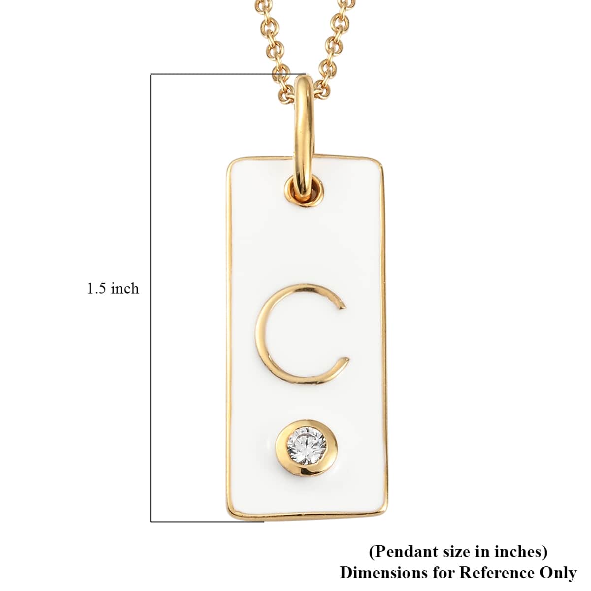 Lolos Exclusive Pick's KARIS Simulated Diamond Initial C Pendant Necklace 20 Inches in 18K YG Plated and ION Plated Yellow Gold Stainless Steel image number 5