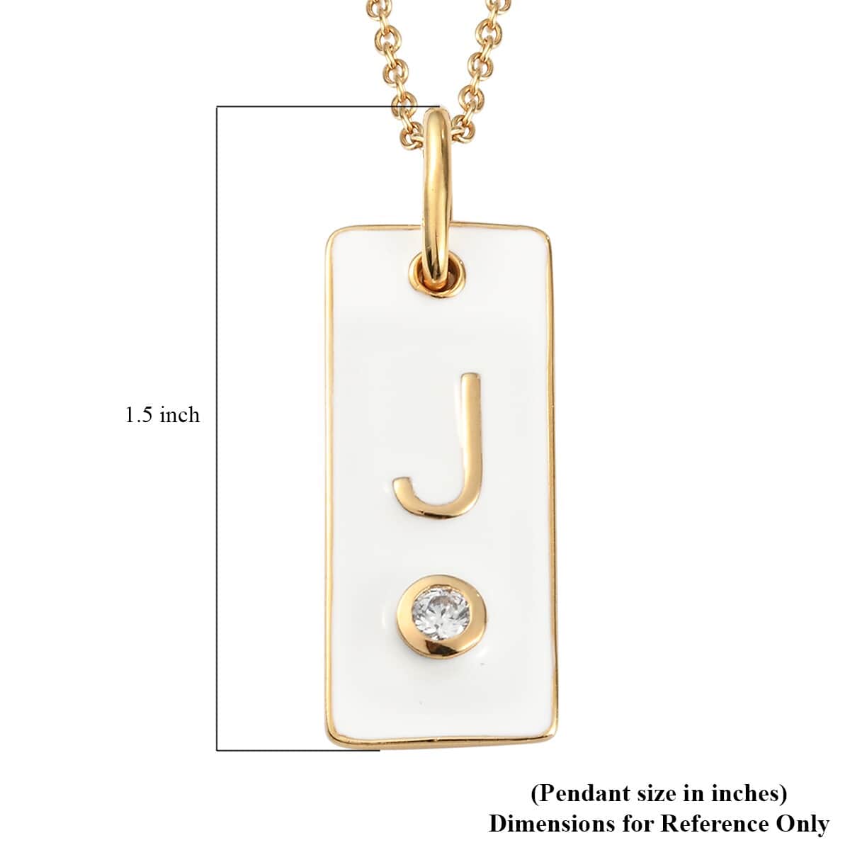 Lolos Exclusive Pick's KARIS Simulated Diamond Initial J Pendant Necklace 20 Inches in 18K YG Plated and ION Plated Yellow Gold Stainless Steel image number 5