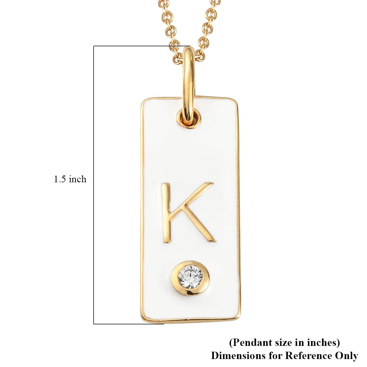 Lolos Exclusive Pick's KARIS Simulated Diamond Initial K Pendant Necklace 20 Inches in 18K YG Plated and ION Plated Yellow Gold Stainless Steel image number 5