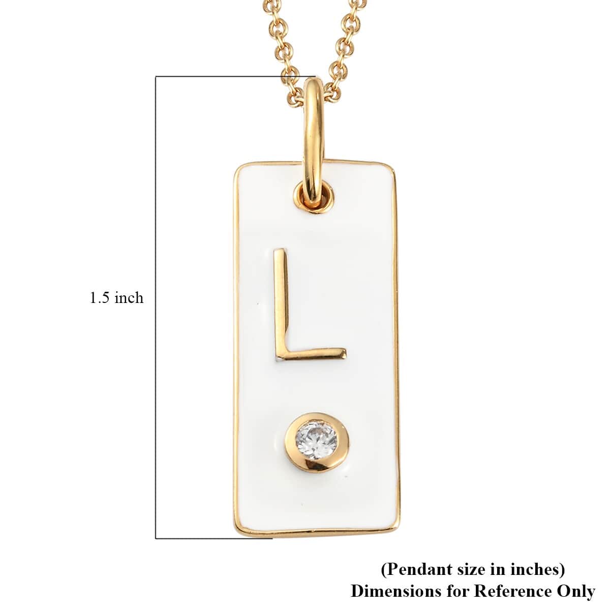 Lolos Exclusive Pick's Karis Simulated Diamond Initial L Pendant Necklace 20 Inches in 18K YG Plated and ION Plated Yellow Gold Stainless Steel image number 5