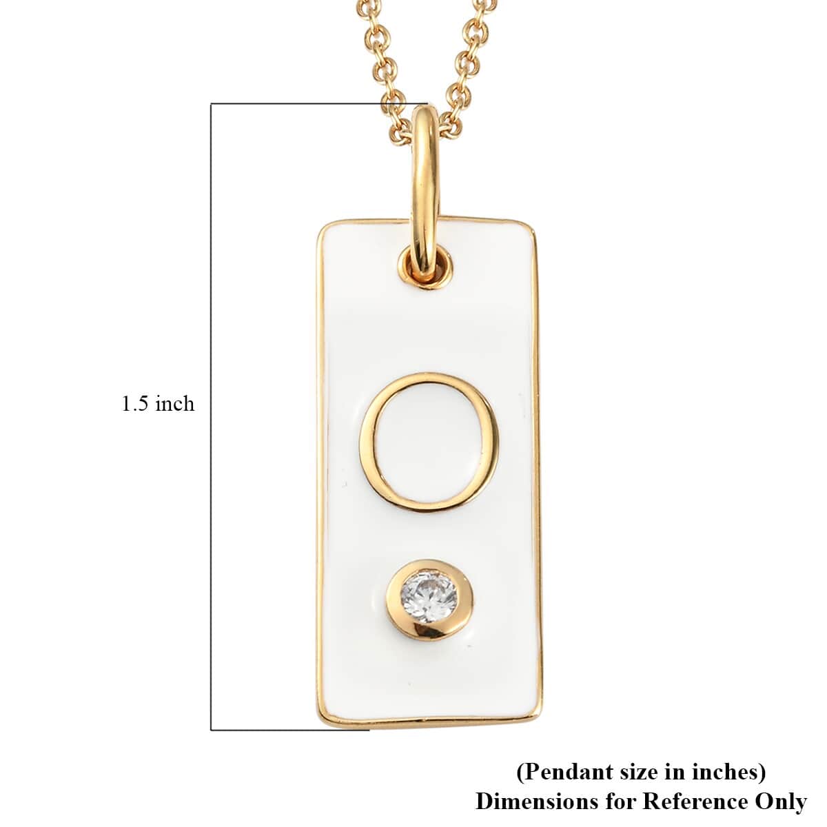 Lolos Exclusive Pick's KARIS Simulated Diamond Initial O Pendant Necklace 20 Inches in 18K YG Plated and ION Plated Yellow Gold Stainless Steel image number 5