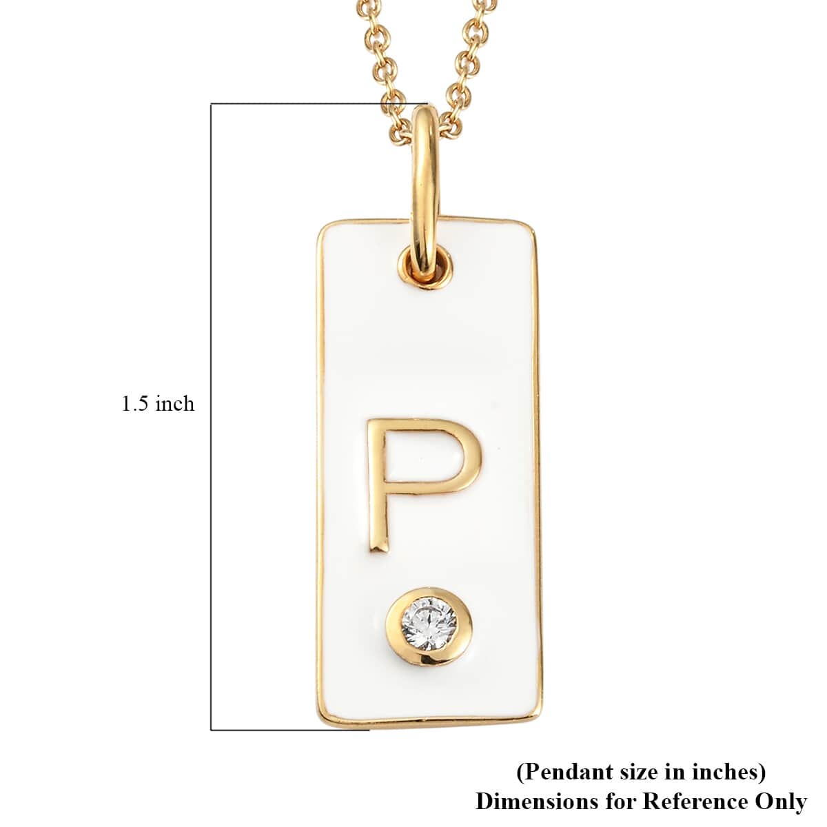 Lolos Exclusive Pick's KARIS Simulated Diamond Initial P Pendant Necklace 20 Inches in 18K YG Plated and ION Plated Yellow Gold Stainless Steel image number 5