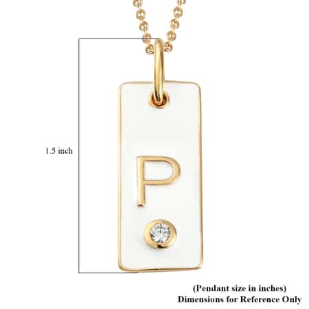 Lolos Exclusive Pick's KARIS Simulated Diamond Initial P Pendant Necklace 20 Inches in 18K YG Plated and ION Plated Yellow Gold Stainless Steel image number 5