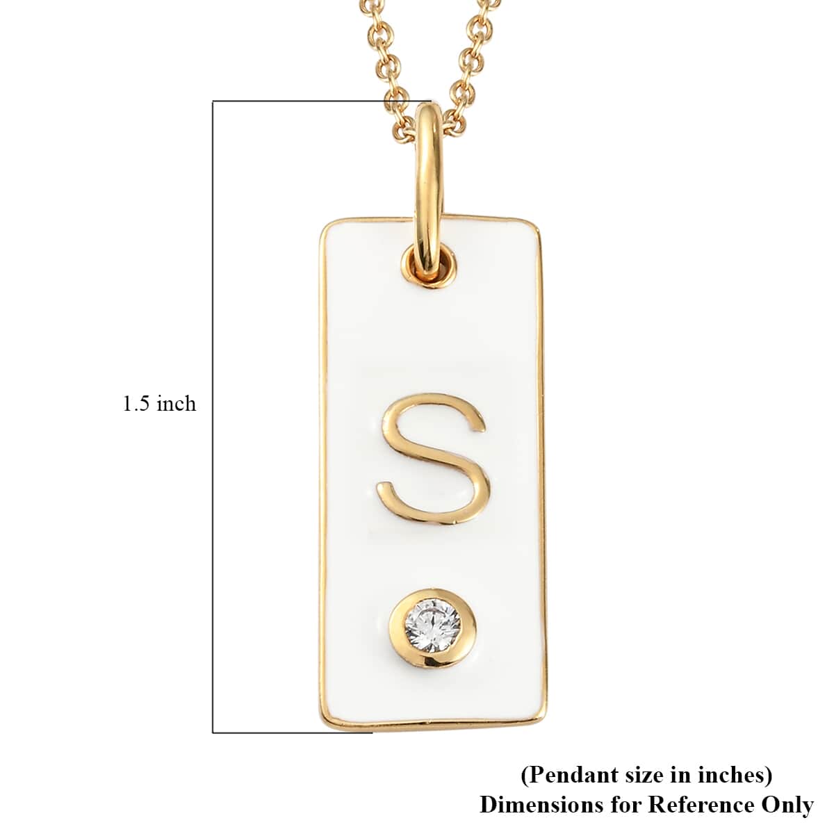 Lolos Exclusive Pick's KARIS Simulated Diamond Initial S Pendant Necklace 20 Inches in 18K YG Plated and ION Plated Yellow Gold Stainless Steel image number 5