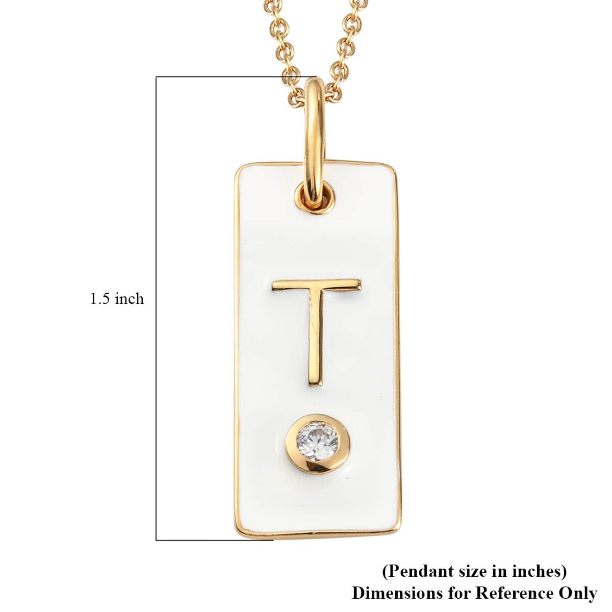 Lolos Exclusive Pick's KARIS Simulated Diamond Initial T Pendant Necklace 20 Inches in 18K YG Plated and ION Plated Yellow Gold Stainless Steel image number 5