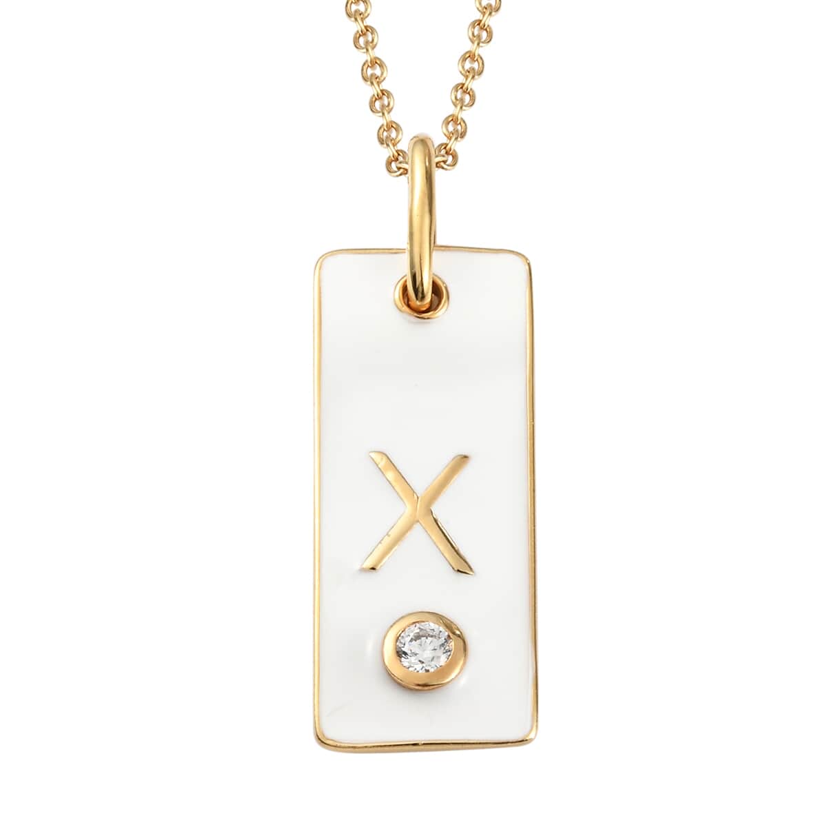 Lolos Exclusive Pick's KARIS Simulated Diamond Initial X Pendant Necklace 20 Inches in 18K YG Plated and ION Plated Yellow Gold Stainless Steel image number 0