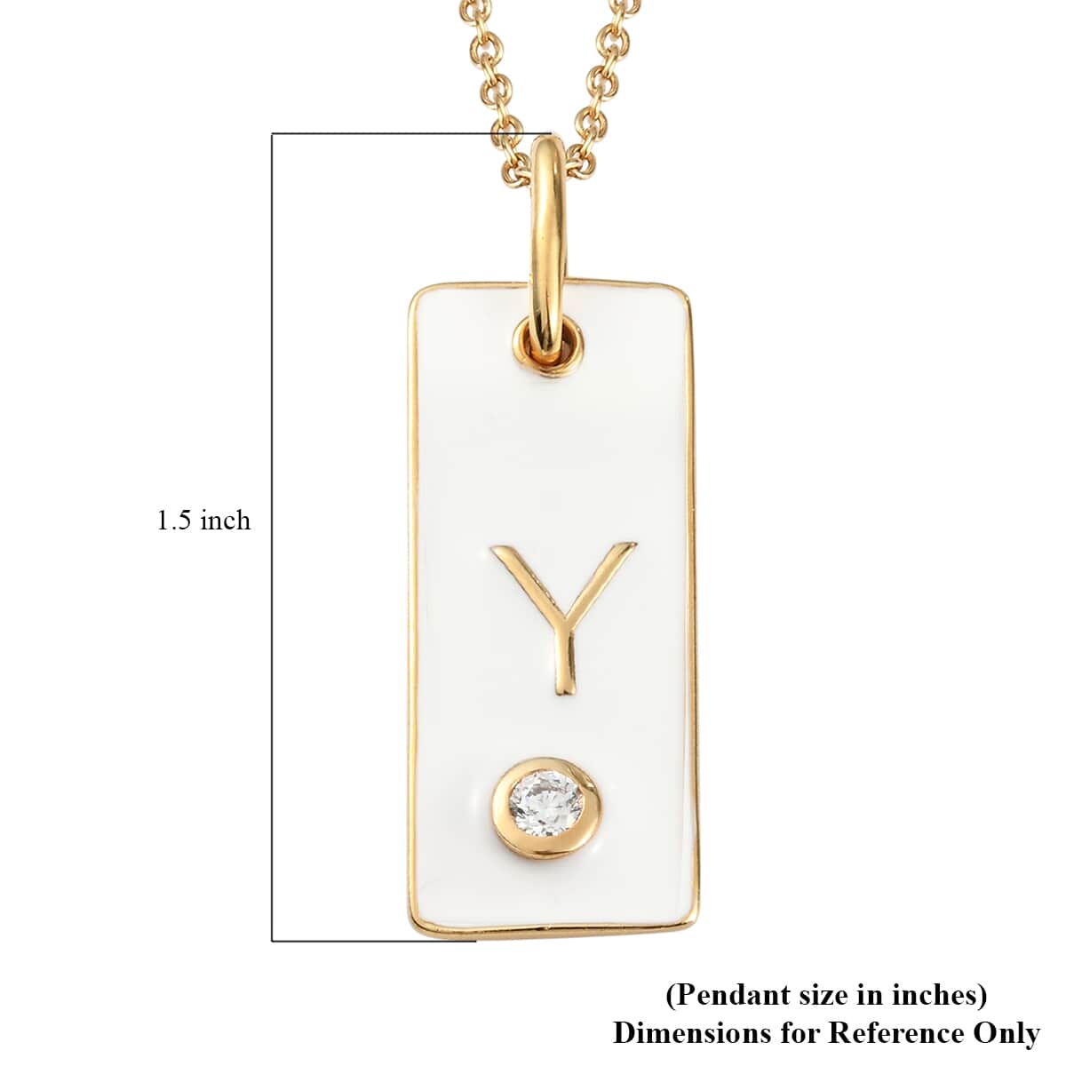 Lolos Exclusive Pick's KARIS Simulated Diamond Initial Y Pendant Necklace 20 Inches in 18K YG Plated and ION Plated Yellow Gold Stainless Steel image number 5