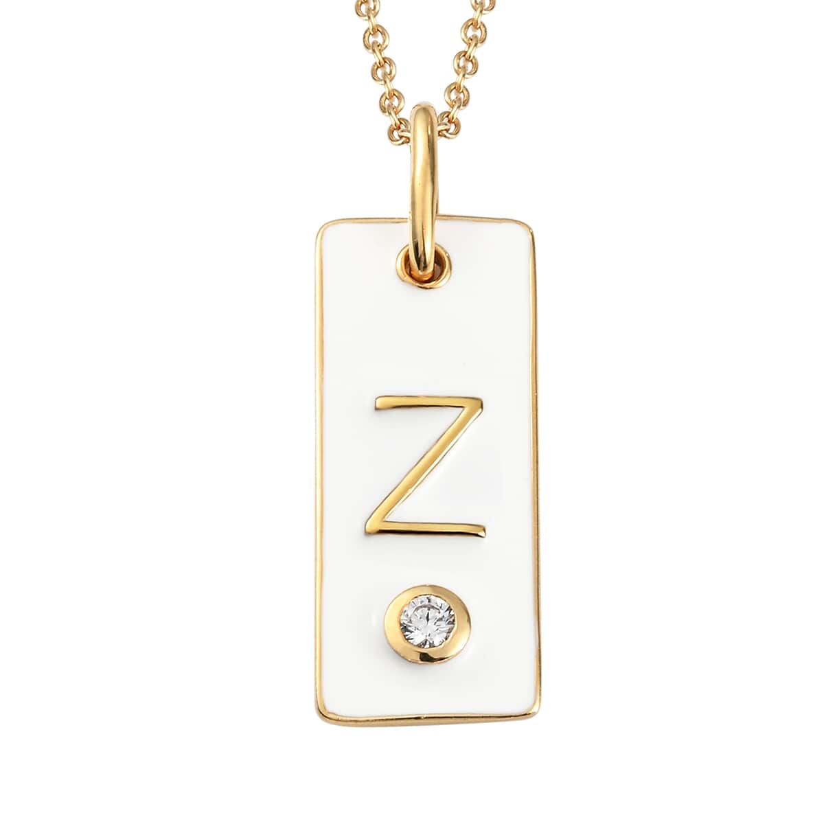 Lolos Exclusive Pick's KARIS Simulated Diamond Initial Z Pendant Necklace 20 Inches in 18K YG Plated and ION Plated Yellow Gold Stainless Steel image number 0