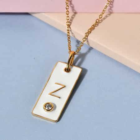 Lolos Exclusive Pick's KARIS Simulated Diamond Initial Z Pendant Necklace 20 Inches in 18K YG Plated and ION Plated Yellow Gold Stainless Steel image number 1