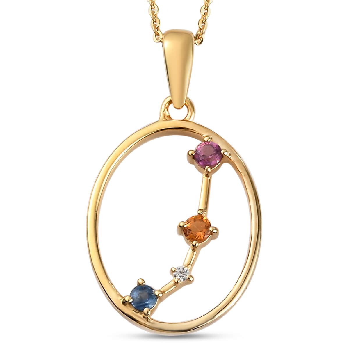 Multi Gemstone Aries Pendant Necklace 20 Inches in Vermeil Yellow Gold Over Sterling Silver 0.35 ctw image number 0