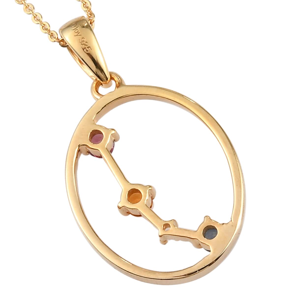 Multi Gemstone Aries Pendant Necklace 20 Inches in Vermeil Yellow Gold Over Sterling Silver 0.35 ctw image number 4