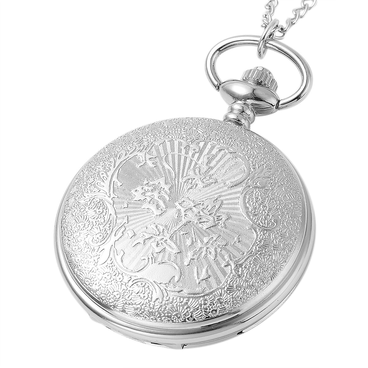 Strada Japanese Movement 3D Winter The Deer Pattern Pocket Watch with Chain (31 Inches) image number 3