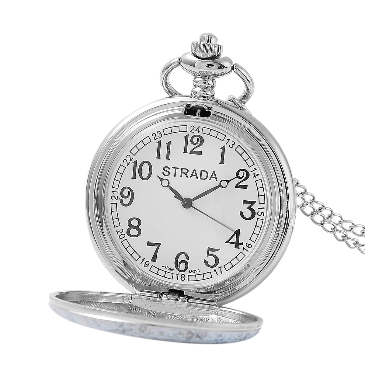 Strada Japanese Movement 3D Winter The Deer Pattern Pocket Watch with Chain (31 Inches) image number 4