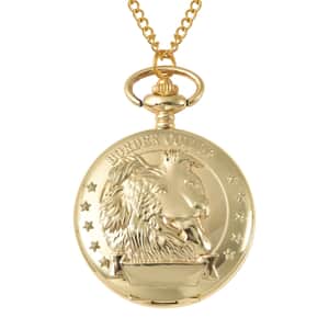 Strada Japanese Movement Border Collie Pocket Watch in Goldtone with Chain (31 Inches)