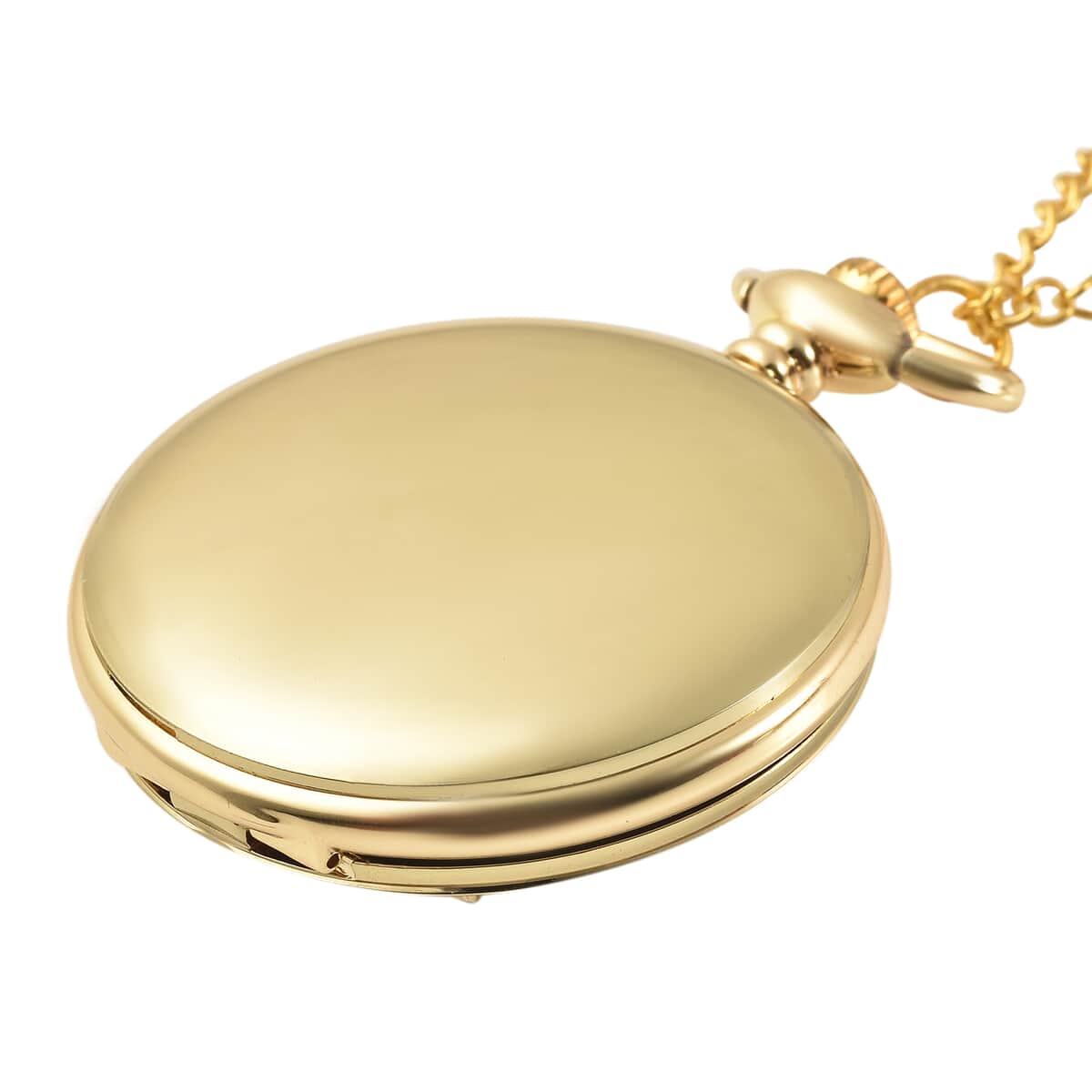 STRADA Japanese Movement Border Collie Pattern Pocket Watch with Goldtone Chain 31 Inches image number 3