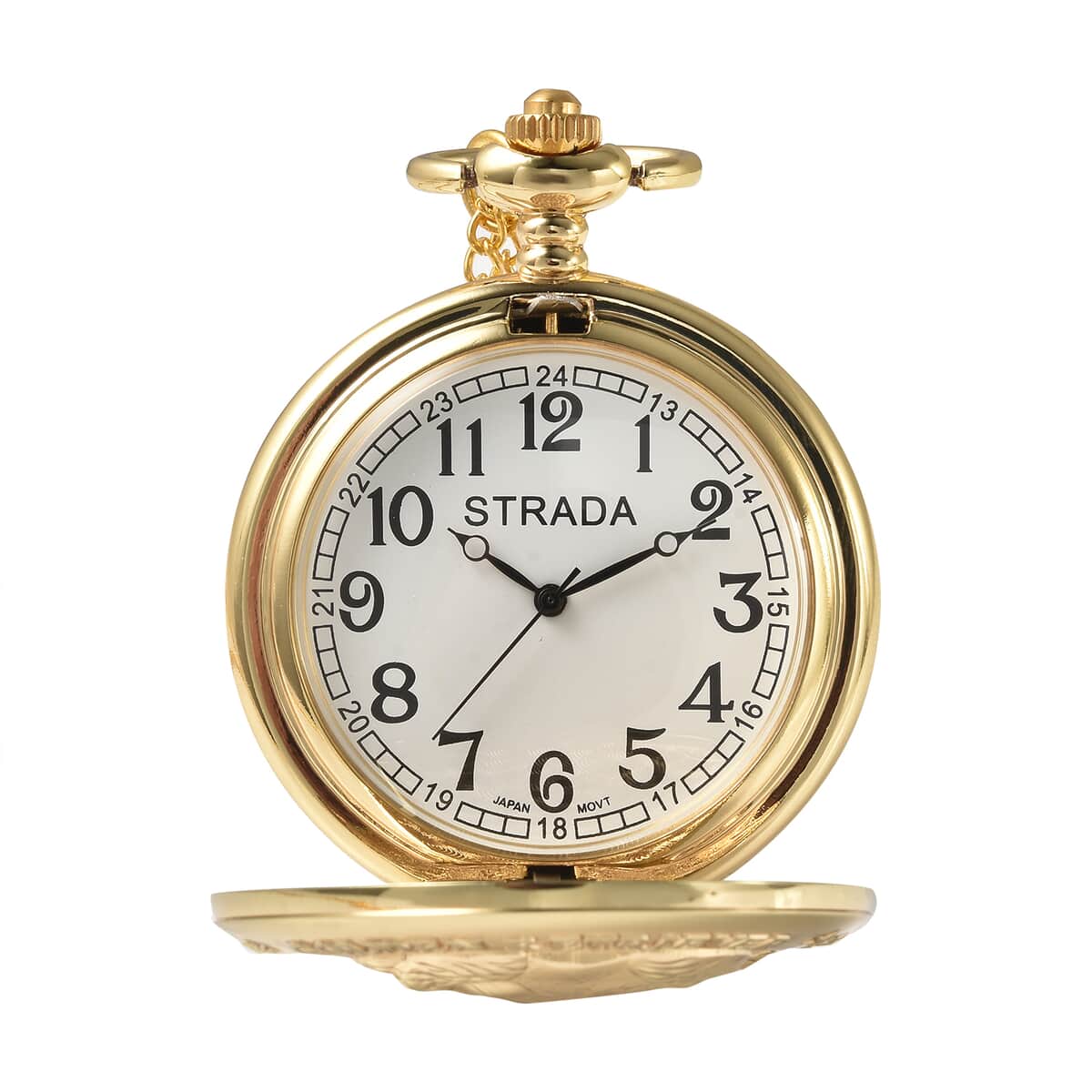 STRADA Japanese Movement Border Collie Pattern Pocket Watch with Goldtone Chain 31 Inches image number 4